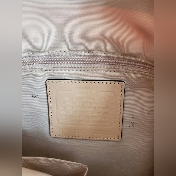 Coach Womens F23283 Orange Tan Canvas Zebra Print Leather Trim Tote Handbag - Picture 14 of 16